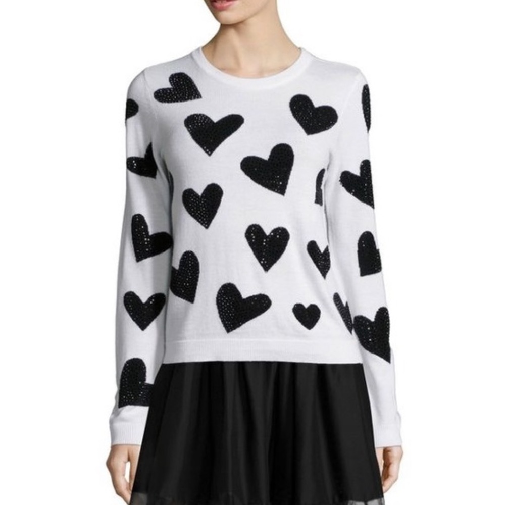 Alice + Olivia | Carey Sequin-Heart Wool Pullover Sweater - Picture 9 of 12